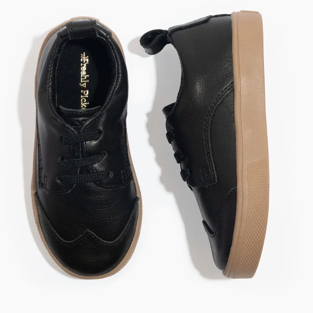 Freshly Picked Leather Black Ebony Oxford Sneaker Boys Toddler 10T NIB